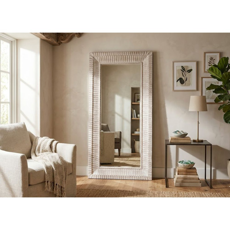 Miroir Crystofer en blanc vieilli