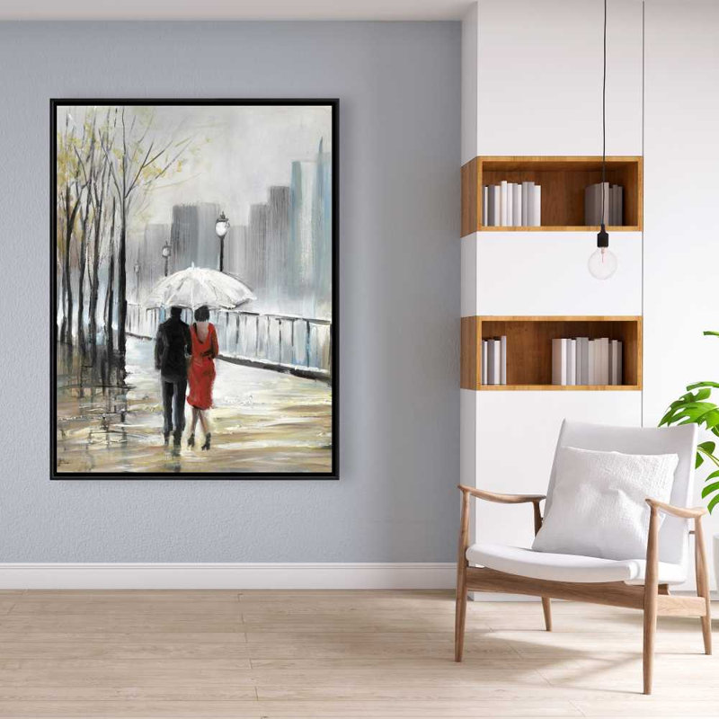 «Walking Under the Rain», art mural sur toile encadrée