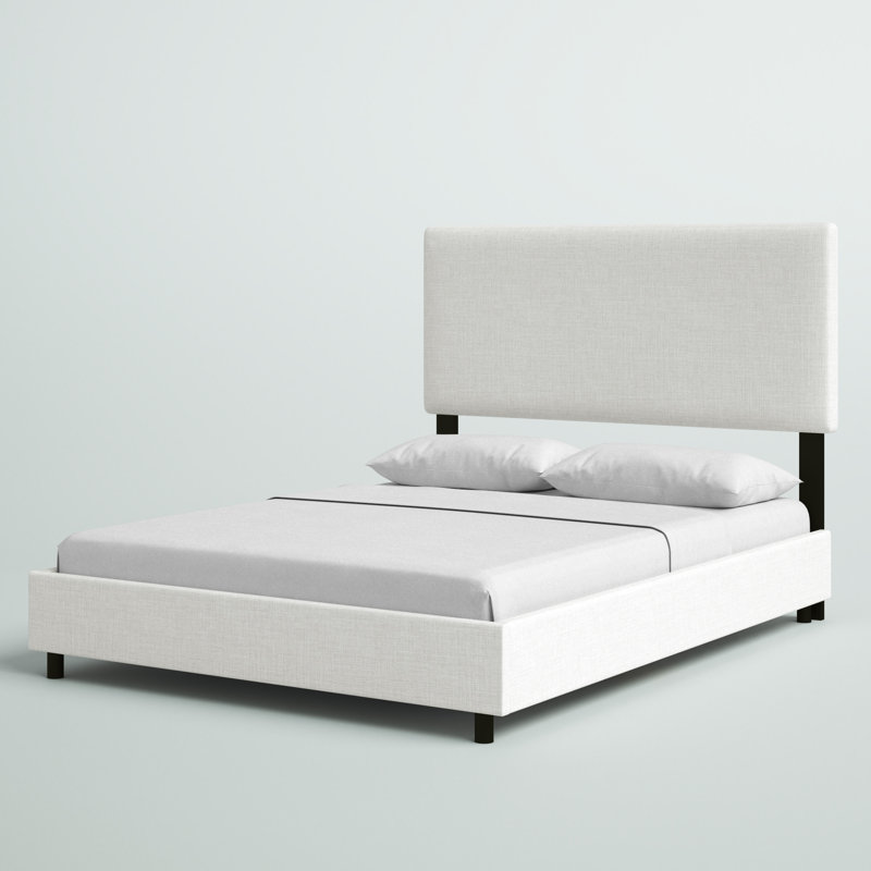 Simental Upholstered Standard Bed, King, Zuma White Textured Linen