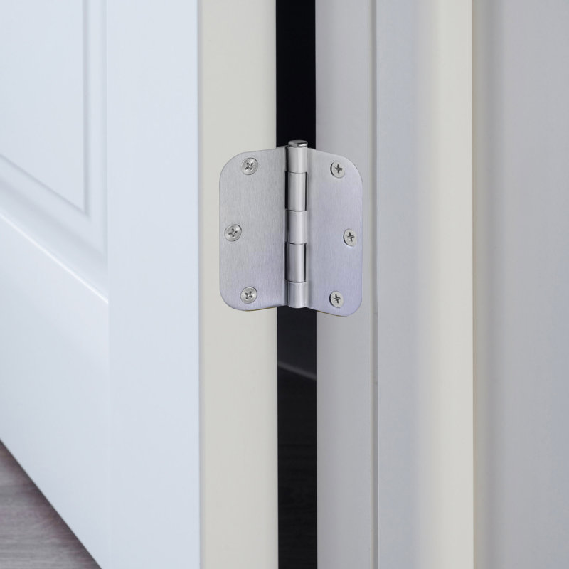 Charnière de porte en chrome brossé, 3 1/2 po, rayon 5/8 po, paquet de 12