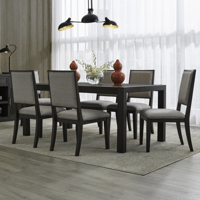 Ensemble de table de salle à manger rectangulaire 6 personnes avec chaises rembourrées Keniston