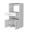 Armoire garde-manger blanche avec support pour four à micro-ondes, avec tiroir et espace de rangement