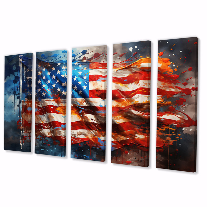 «Modern USA Flag I», impression sur toile - 5 panneaux égaux