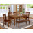5 Piece Dining Set Includes a Rectangle Solid Wood Table and 2 Linen Fabric Kitchen Chairs with 2 Benches, 36x60 Inch, Mahogany-1258341034-1298648992