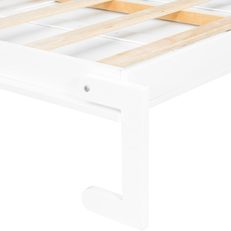 Grand lit escamotable mural avec tablettes, lit blanc, peu encombrant pour les pièces à usages multiples, matelas de 8 pouces compatible, gymnase à domicile facile à utiliser, support à lattes flexible, assemblage simple