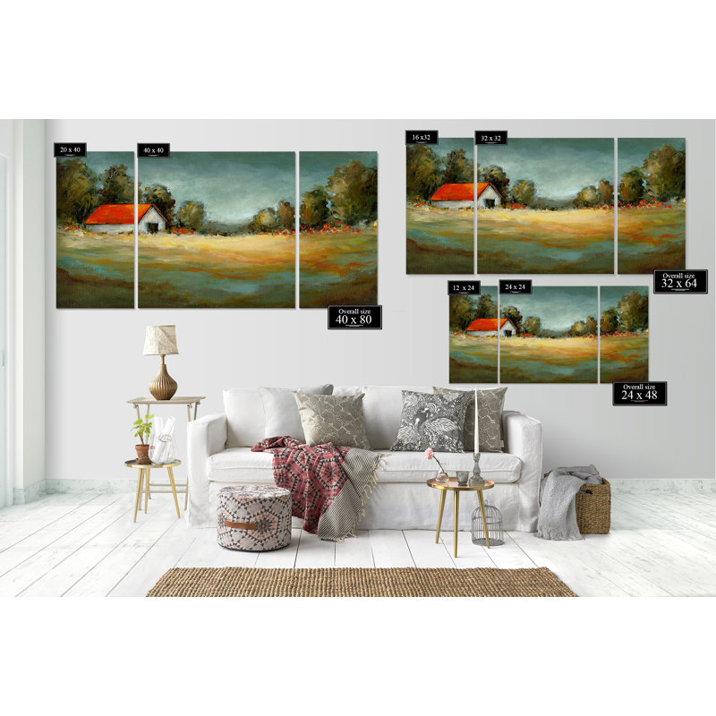 Un ensemble de reproductions sur toile 3 pièces, H 24 po x l 48 po x P 1,5 po