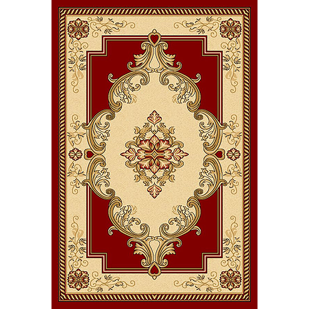 Ramsel 3D Oriental Floral Red Area Rug Astoria Grand Rug