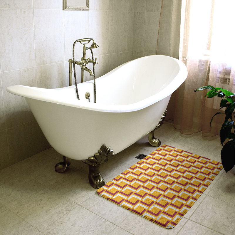 Tapis pour salle de bain Baltimore, l 17 po x L 24 po, Jaune / Rouge / Blanc