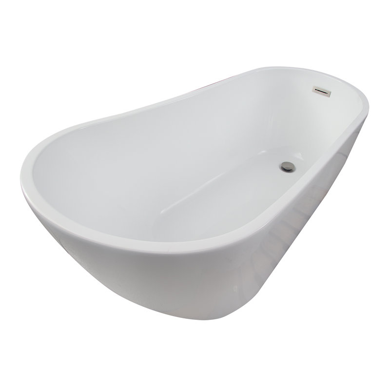 Lucinda 65.5'' x 28.37'' Soaking Acrylic Bathtub, Brushed Nickel