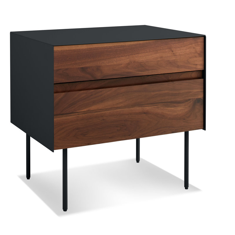 Clad 24'' W Metal Nightstand, Walnut/Oblivion