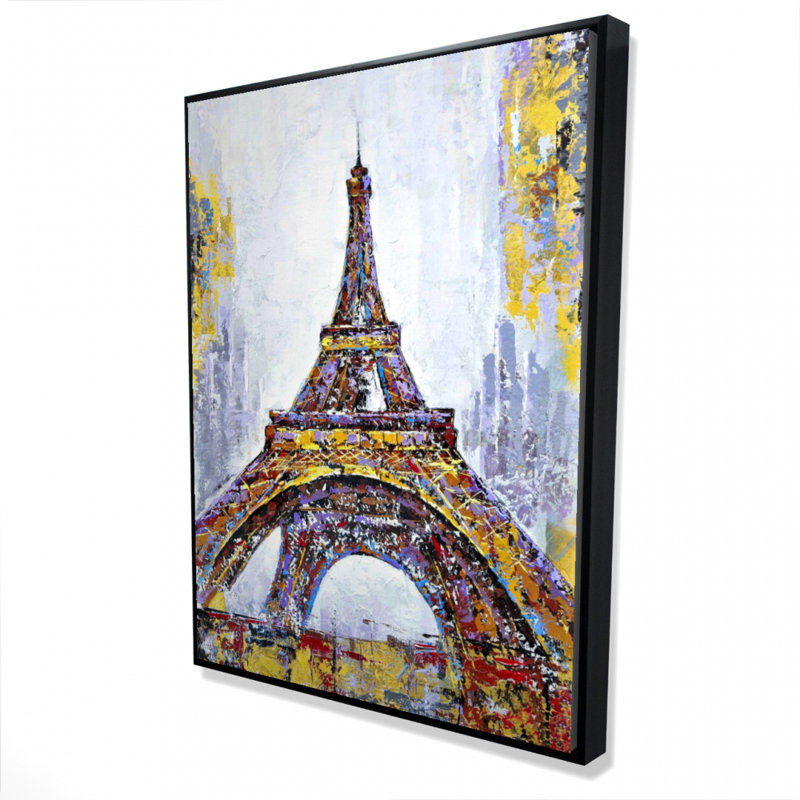 Abstract Paint Splash Eiffel Tower Print On Canvas
