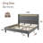 Modern Upholstered Bed Frame With RGB LED Lights, Charging Station & Geometric Wingback Headboard-523539475-523539500
