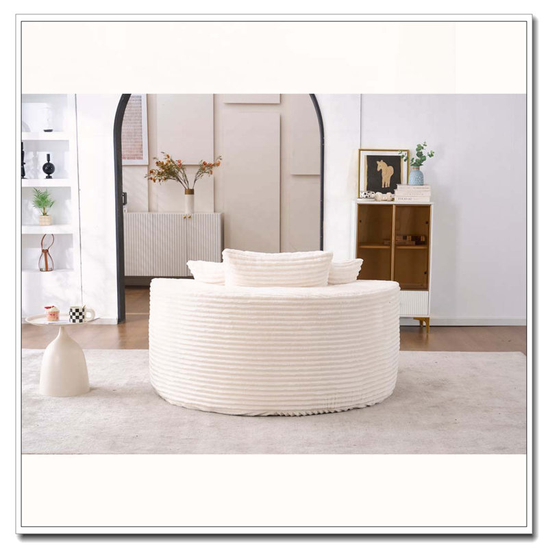 55" Round Single Accent Chair, Beige