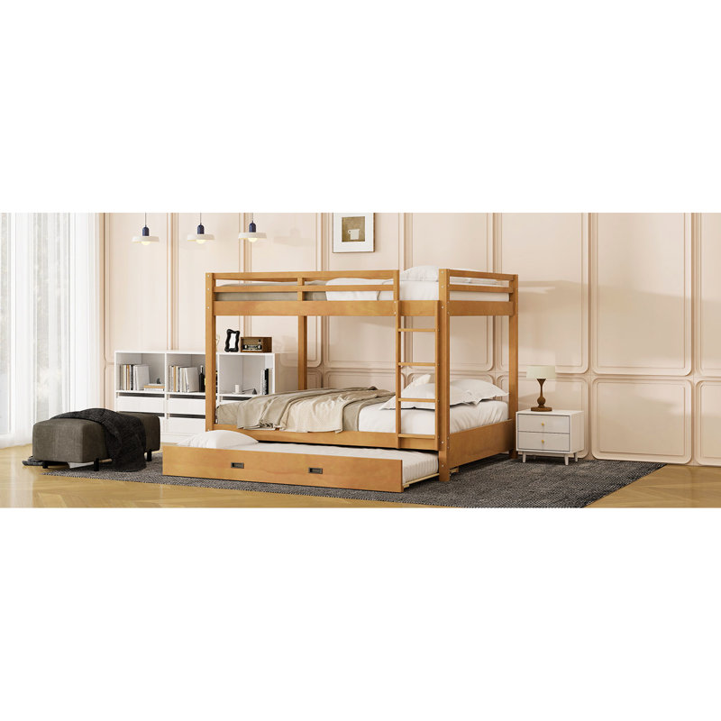 Grand lit superposé en bois avec lit gigogne, construction en pin, peu encombrant pour les petites chambres à coucher, instructions d'assemblage claires
