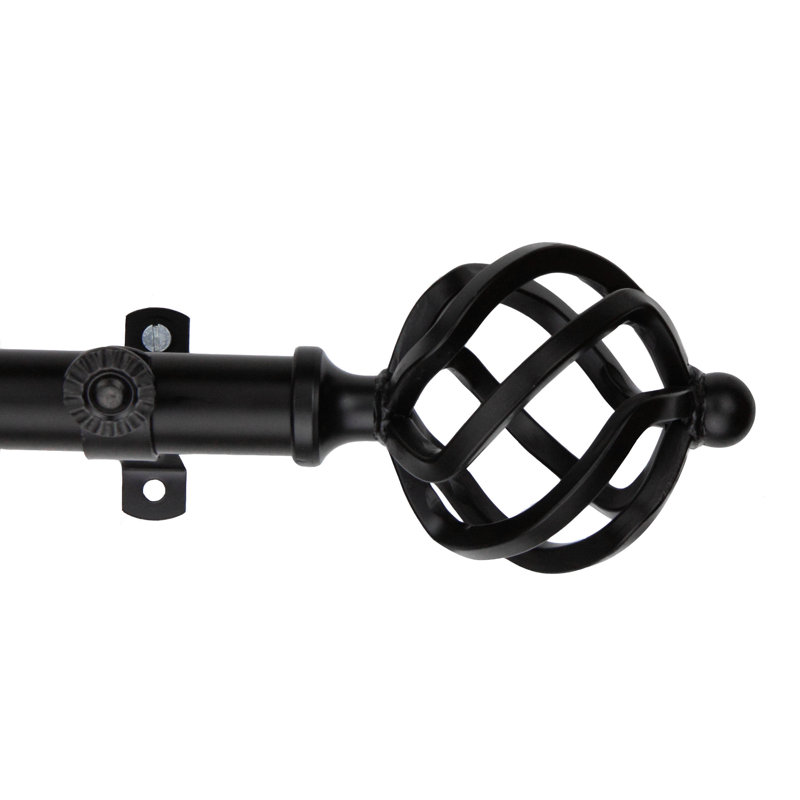Tringle à rideaux simple réglable 0,81 po Serpa, Noir, H 2,5 po x l 240 po x P 2,75 po
