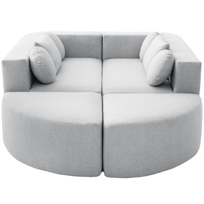114.9" Boneless Modular With Curved - End Modules, Deep Seating, And Boucle Fabric For Grey Bed Unique Construction In Material