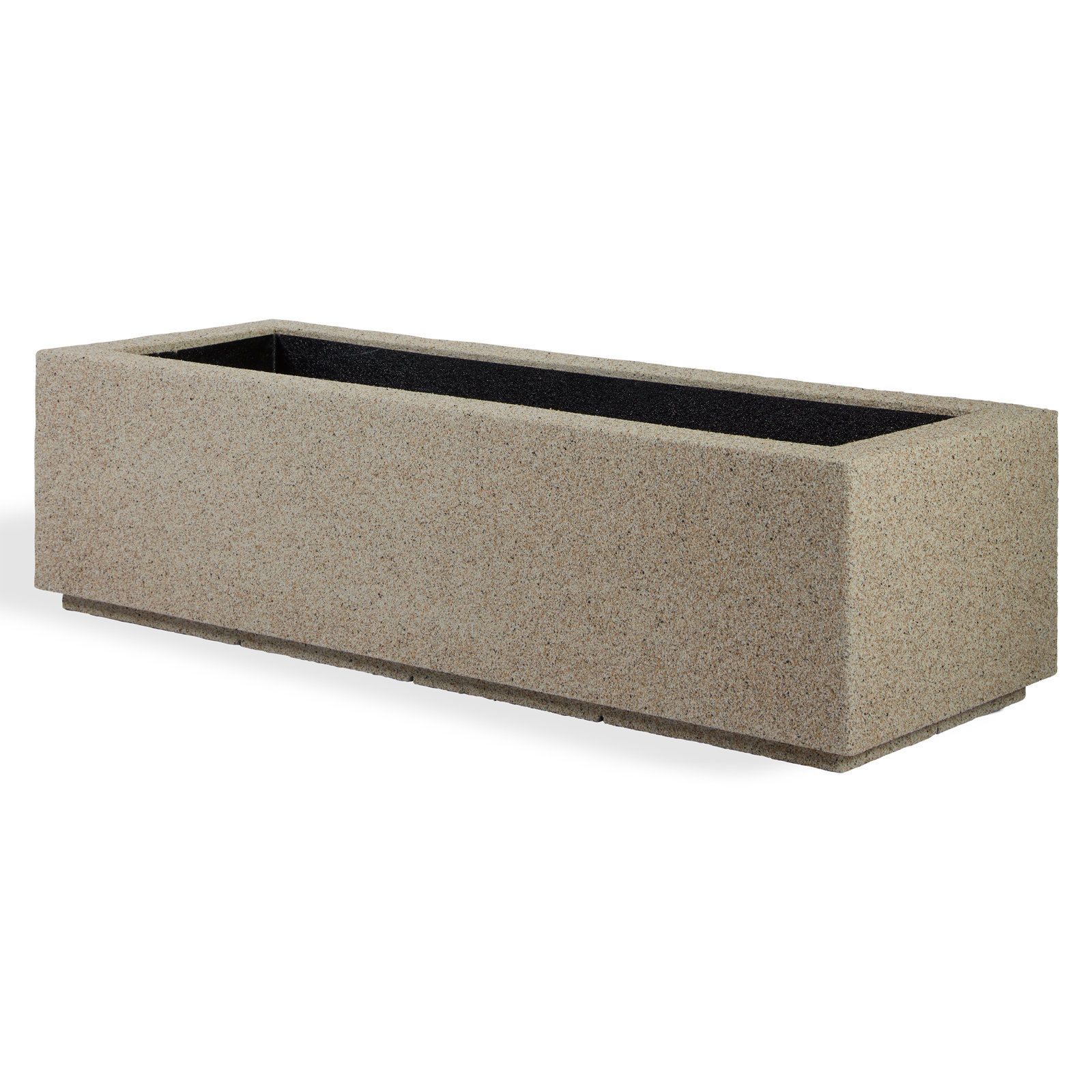 Gita Tall Lightweight Outdoor Trough Planter Box, Sandstone Granite, 12"H x 46"W x 17"D