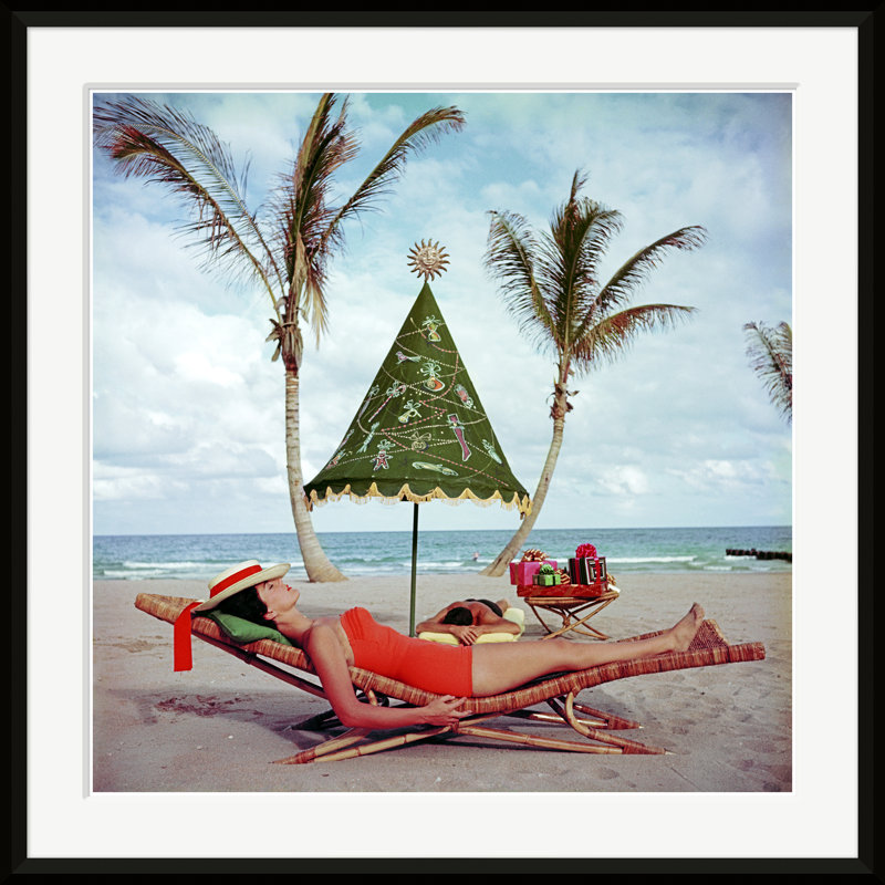 Palm Beach IdyII Print by Slim Aarons, Black, 25"H x 25"W x 1.75"D