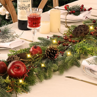 Guirlande de Noël - Paquet de 2 - Guirlande de Noël 5,9 pi pour manteau de cheminée Norfolk
