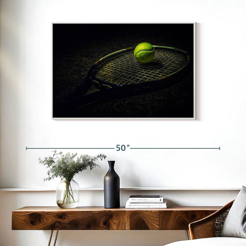 Tennis contemporain, Cadre flottant blanc, 37 po x 25 po