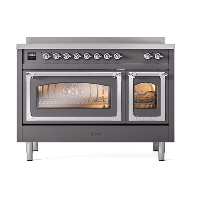 ILVE Nostalgie II Noblesse 48 in Induction Range, Graphite Matte/Chrome