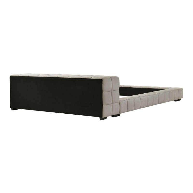 Lit plateforme en tissu d'ameublement, Taupe, Double