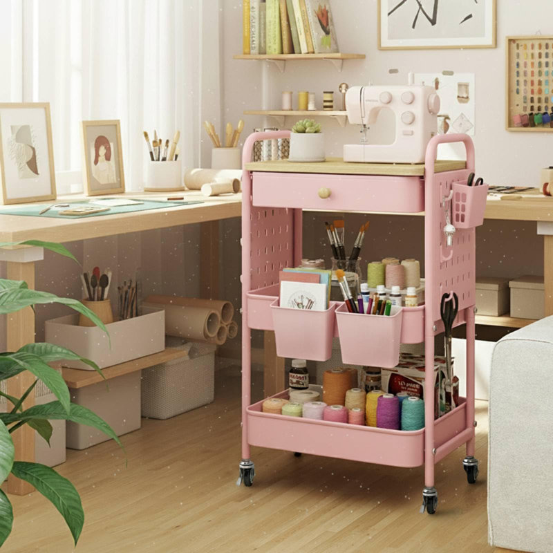 72cm H x 43cm W Book Cart, Pink