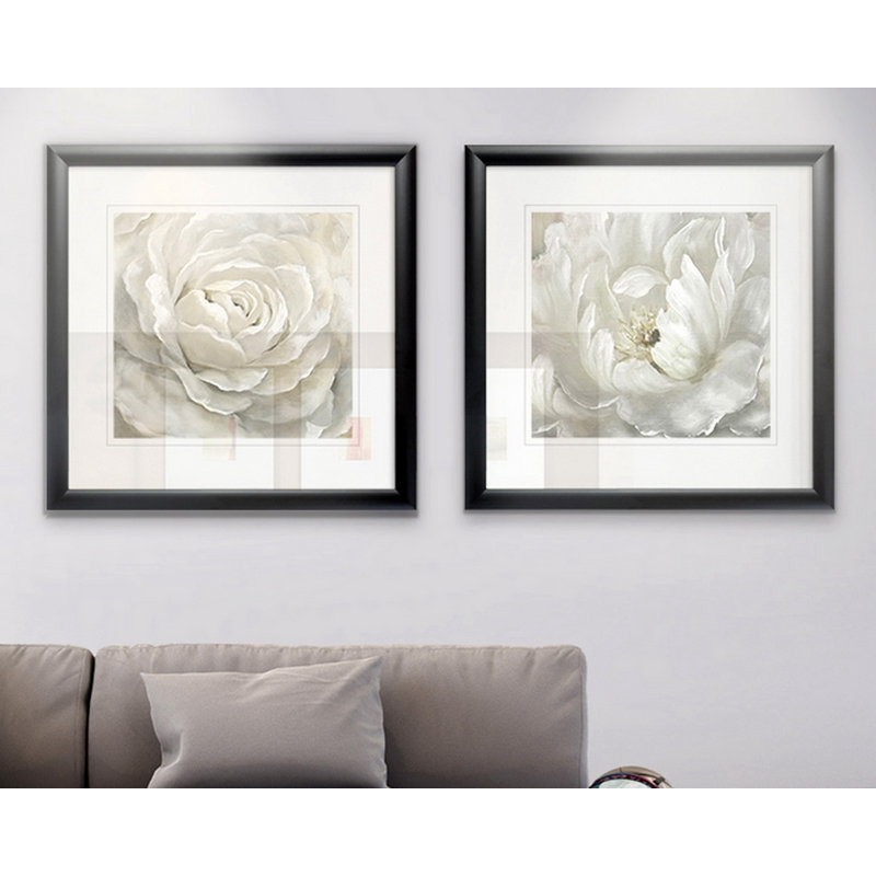 Petal Perfect - ensemble de 2 reproductions sur papier, Cadre noir