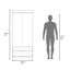 Armoire à deux portes, deux tiroirs, une tige suspendue et des tablettes intérieures, garde-robe