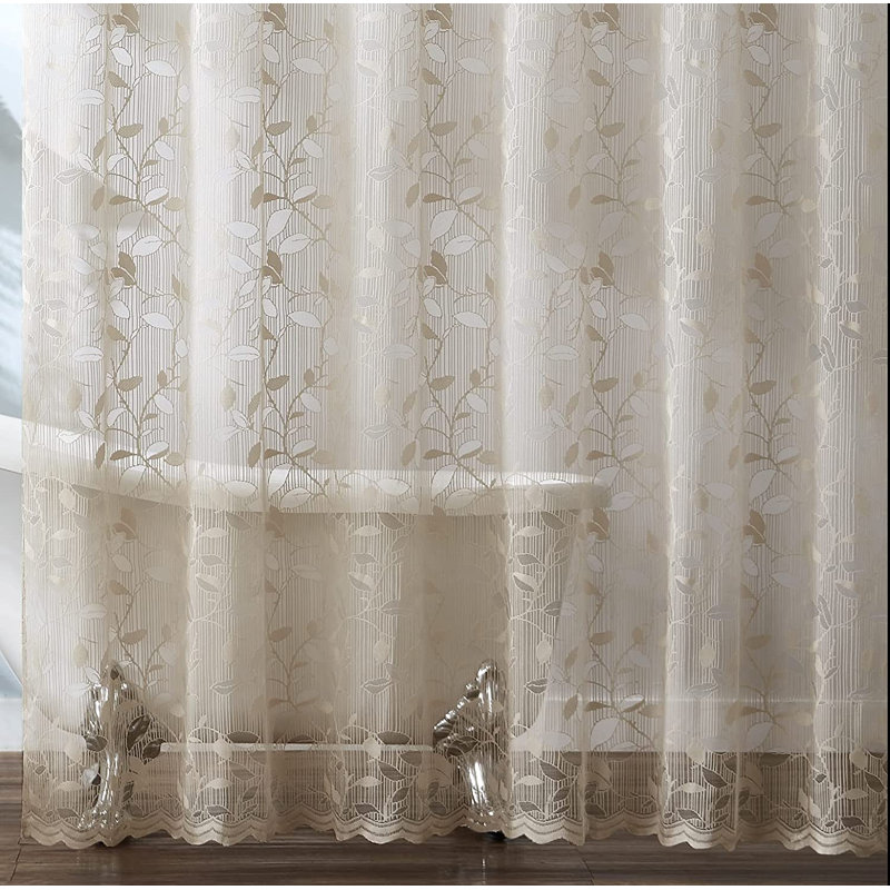 Toraino Floral Shower Curtain. Rustic Leaf Lace Shower Curtain, Lin, H 72 po x l 72 po