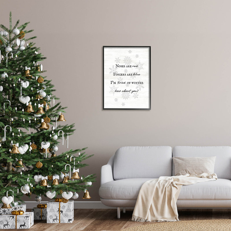 Fatigué de l'hiver amusant at-266, H 30 po x l 24 po x P 1,5 po, Giclée encadrée noir minuit