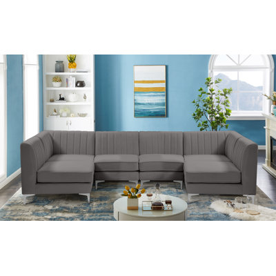 Canapé modulaire en velours réversible de 119 po de largeur Enson