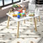 AIYAPLAY 3 Pieces Toddler Table and Chair Set Cute Bunny Ear Backrest White