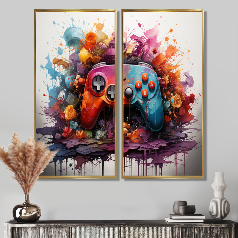 Art graphique sur toile Neon, H 24 po x l 20 po, Reproduction avec cadre flottant, Doré