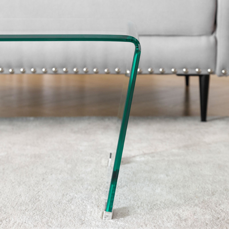 47.2" Tempered Glass Coffee Table for Living Room with V-shaped Legs