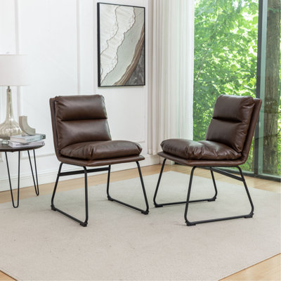 Contemporary Upholstered Dining Chairs, Set Of 2