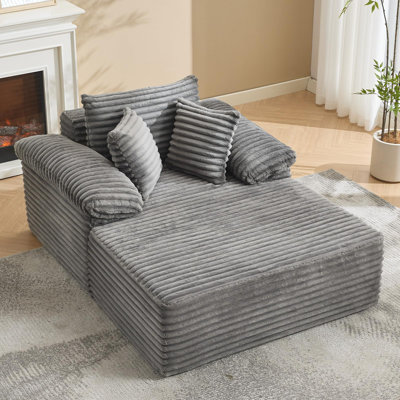 Chaise Lounge Chair, 48.8" Corduroy Oversized Boneless, Cloud Couch for Living Room, No Assembly, Gray