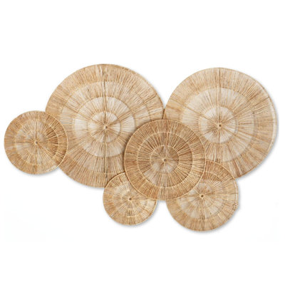 Boho Wall Decor 6-Piece Set, Handwoven Round Wall Baskets (10" To 23"), Large Wall Hanging Art For Living Room Bedroom Home Office