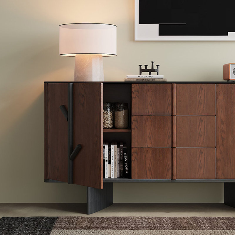 Buffet de rangement rétro en bois massif, H 32,48 po x l 62,99 po x P 15,74 po