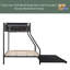 Twin Over Full Metal Bunk Bed With Trundle/ Sturdy Metal Bed Frame/ Noise-Free Wood Slats/ Comfortable PVC-coated polyester Guardrail/ Space-Saving Trundle/ Bunk Bed For Three/ No Box Spring Needed