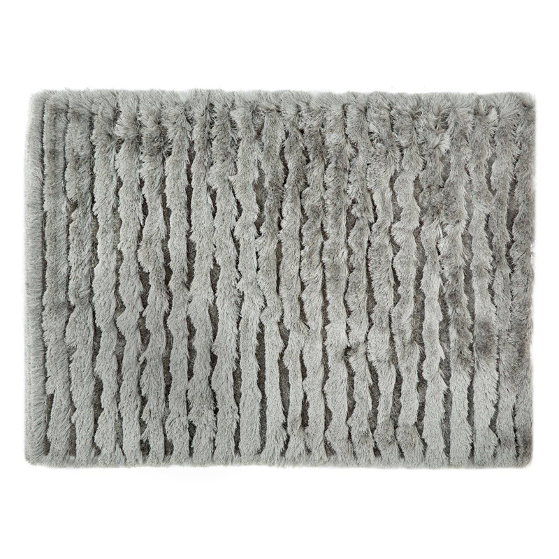 Jewell Machine Woven Silver Indoor Rug, Rectangle 160 x 230cm