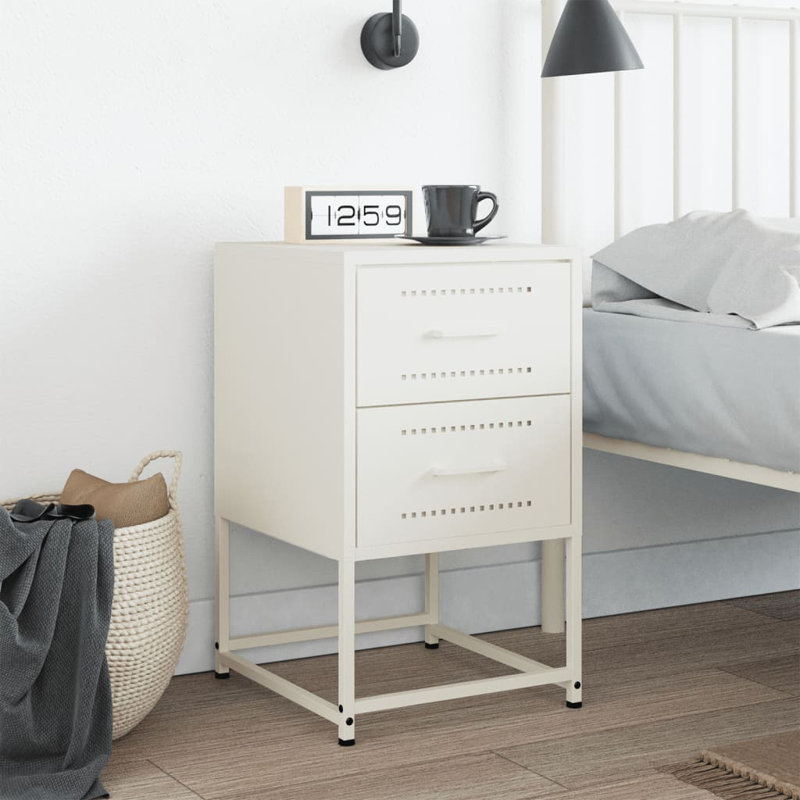 Bedside Cabinet 36x39x60.5 cm Steel, White, 1