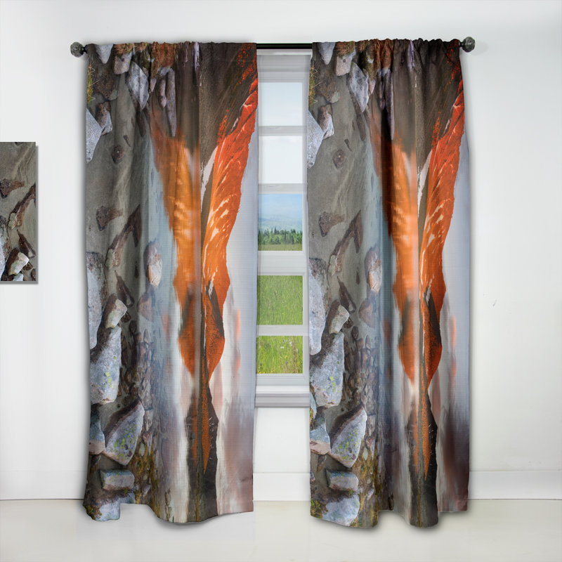 Landscape Curtain Panel, Fire Lake Scene Blackout Decor - Fire Lake, 52" W x 120" L