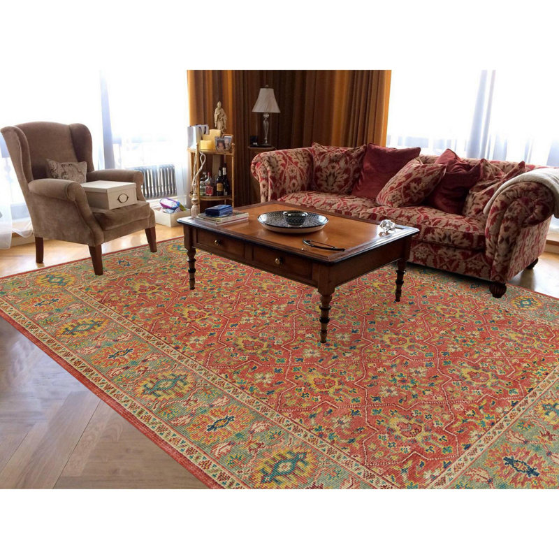 Tapis oriental en laine douce noué à la main 9 pi x 11 pi 9 po rouge 88FE4938FFB540D28F92505CE96C7816