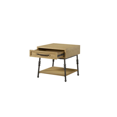 Accent End Table - Cashew Solid Wood + MDF End Table Tan