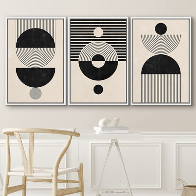 «Mid Century Modern Boho», ensemble de 3 impressions sur toile