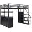 Lit mezzanine en métal avec escalier de rangement et garde-robe-152145985