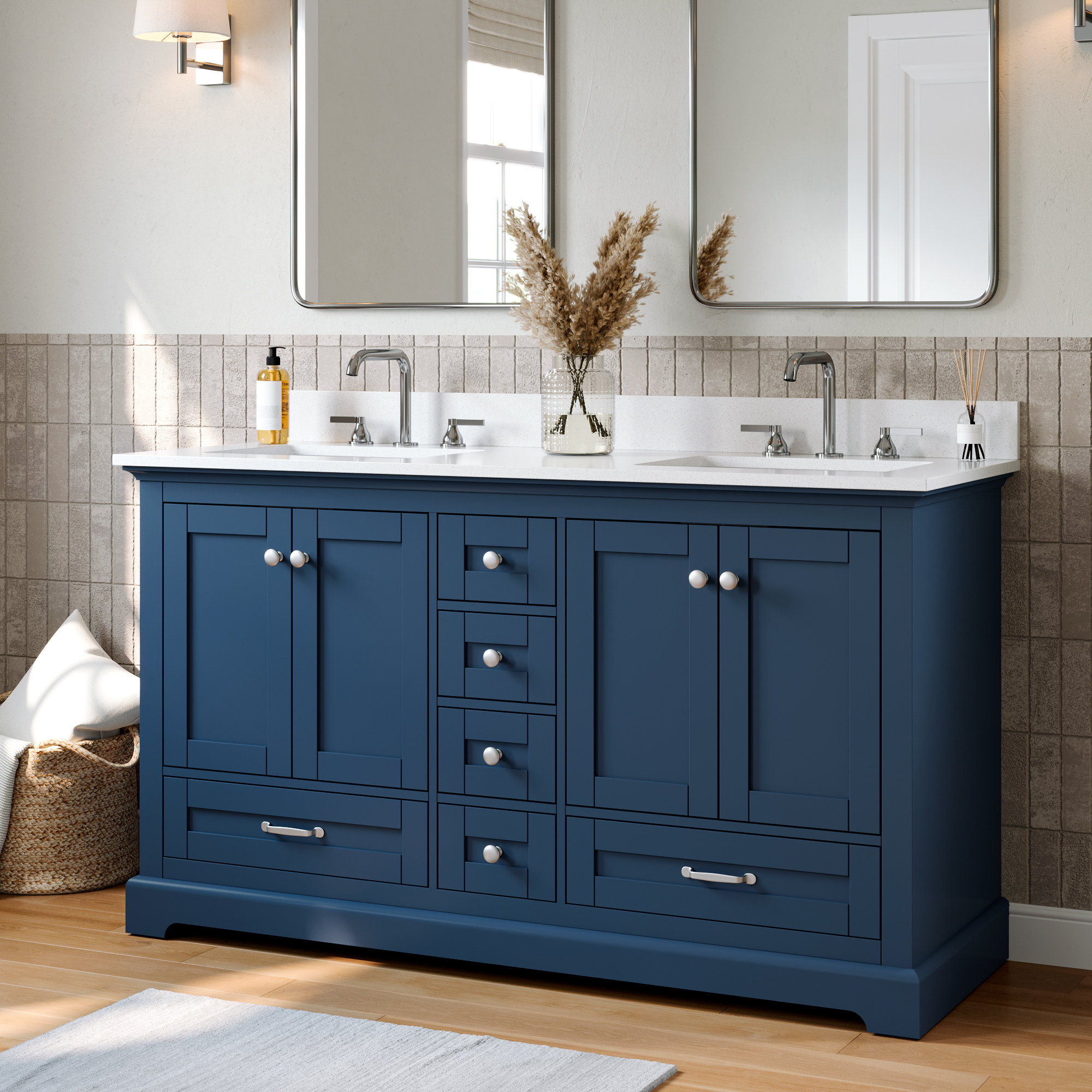 Alcott Hill 60''Freestanding Double Bathroom Vanity With Sink,Marble ...