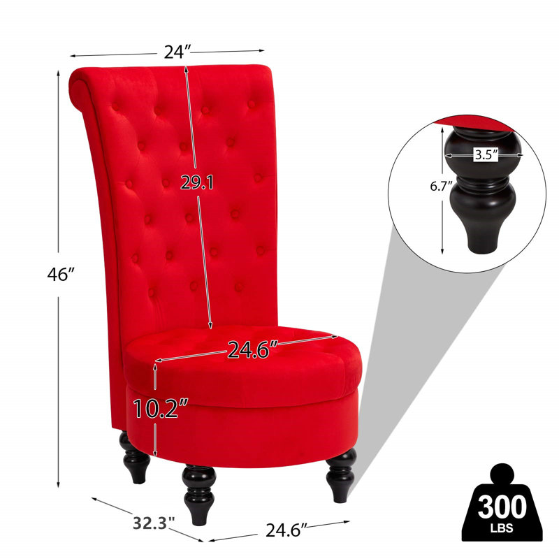 Annigje Velvet Side Chair, Red Velvet
