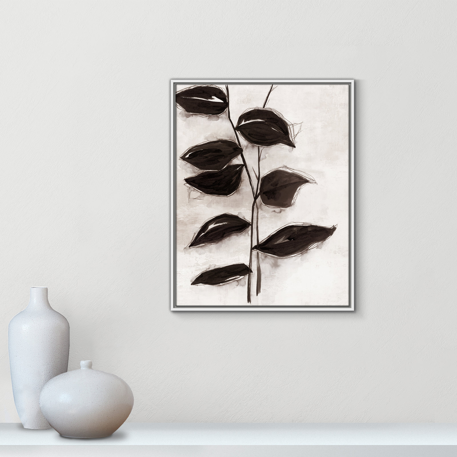 Leaves I by Eva Watts, 29.5" H x 23.5" W x 2" D, White Framed